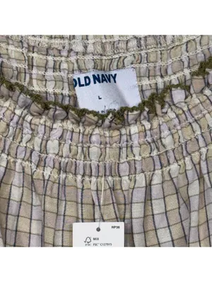 Old Navy Women’s Plaid Smocked Peasant Blouse Size Large Cottagecore Boho NWT thumbnail 5