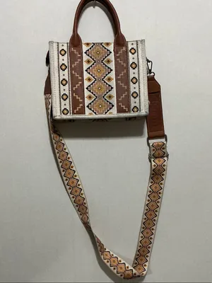 Wrangler Cream and Brown Geometric Embroidered Crossbody Bag thumbnail 4