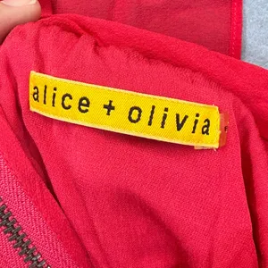 Alice + Olivia Red 100% Silk Bell Sleeve V-Neck Mini Dress C305530600 thumbnail 2