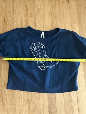 Roper western cowboy cowgirl embroidered cropped boxy sweatshirt top navy thumbnail 2