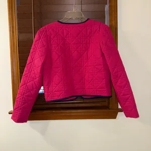 NWT $138 Anthropologie x DOLAN Pink Bow-Front Linen Quilted Lady Jacket S thumbnail 4