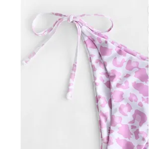 ZAFUL Triangle pink and white animal print bikini set thumbnail 9
