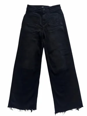 OAT NEW YORK Black Wide Leg Raw Hem Jeans High Rise Women Size 4 27 Grunge Retro thumbnail 2