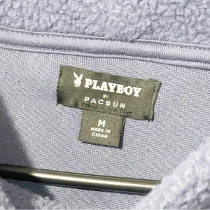 Playboy Sweater Adult Medium Blue Oversized Cropped Mock Neck Sherpa Fleece thumbnail 4