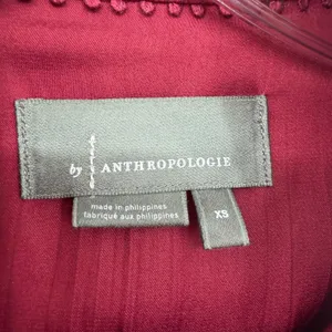 Anthropologie Relaxed Shimmer Satin Blouse Women XS Dark‎ Cherry Boho Minimalist thumbnail 6