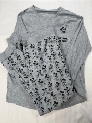 American Eagle Women's Set T-Shirt & Gray Mickey Mouse Print Pajama Joggers thumbnail 1