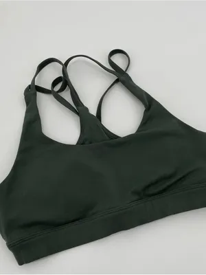 ALO Yoga Airbrush Suspension Sports Bra in Dark Green thumbnail 3