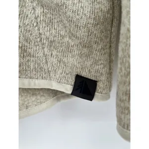 LL BEAN Sweater Fleece Jacket Womens Medium Beige Oatmeal Full Zip 279684 thumbnail 2