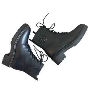 Tory Burch Miller 50mm Black Leather Lug Sole Combat Boots Size 8 thumbnail 7