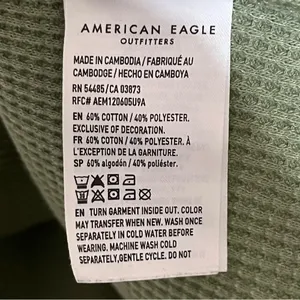 Women's Juniors American Eagle Long‎ Sleeve Henley Size Medium Green Hippie Boho thumbnail 4