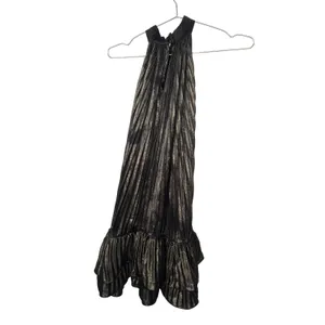 L'IDEE WOMAN soleil Mini Dress Gold Metallic Pleated Halter Ruffle thumbnail 6