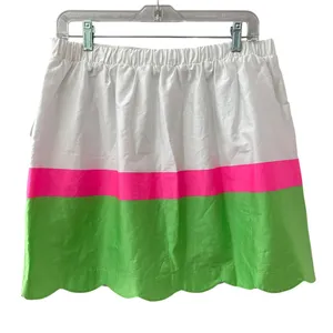 Lilly Pulitzer Colorblock Stripe Mimosa Skirt Scallop Hem Pockets Size‎ Large thumbnail 9