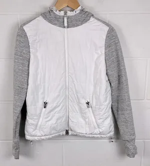 Athleta Women’s cozier primaloft insulated white gray hoodie jacket size S thumbnail 1