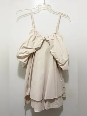 ASOS LUXE Bubble Bardot Mini Dress in Stone Sz.4 NWT thumbnail 5