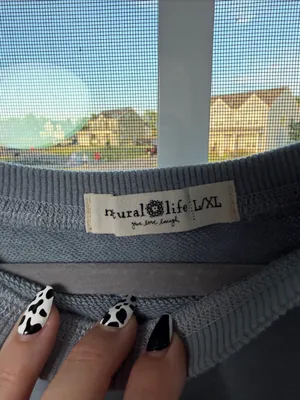 NATURAL LIFE Light Gray Crewneck Sweatshirt L/XL thumbnail 2
