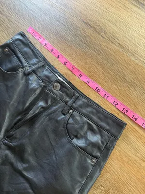Zara Black Faux Leather Flared Pants thumbnail 5