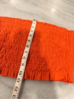 NWOT Free People Beach Size L Orange Smocked Linen Blend Strapless Tube Top thumbnail 6