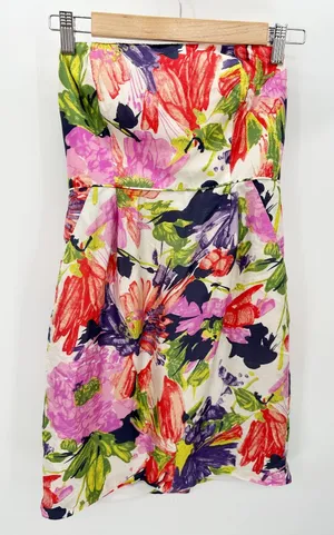 J.Crew Floral Silk Strapless Dress Women‎ Sz 0 Cocktail Tea Party Summer Bridal thumbnail 1