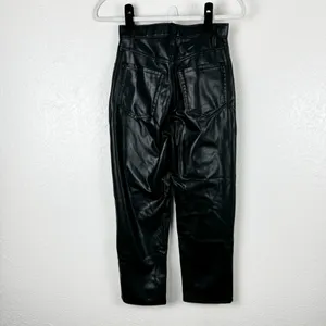 Abercrombie & Fitch Curve Love Vegan Leather Ankle Straight Pant Ultra High Rise thumbnail 3