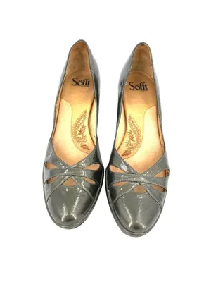 Söfft Retro Olive Green Patent Leather Heels Cutout Design Size 9 Retro Chic thumbnail 3