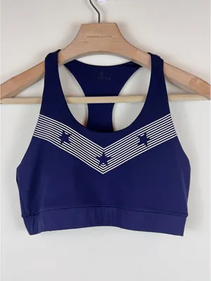 SoulCycle Stars & Stripes Navy White Racerback Sports Bra Women’s M Activewear thumbnail 3