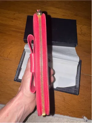 Prada Saffiano Leather Bow Wallet, One Size, Pink thumbnail 5