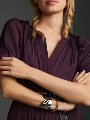 NWT Anthropologie Somerset Maxi in Dark Purple Satin Lumensilk Edition Dress S thumbnail 3