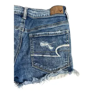 American Eagle Blue Shortie Stretch X Distressed Denim Shorts Size 2 Cotton thumbnail 6