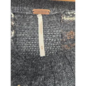 Free People Cardigan Womens M Wool Blend High Low Fringe Toggle Gray‎ EUC thumbnail 3