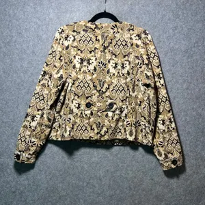 Charter Club Tan Black Paisley Corduroy Button Up Jacket‎ Size M Tapestry Damask thumbnail 7