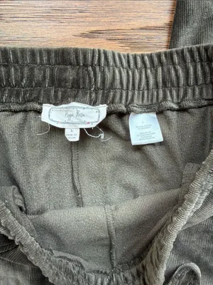 Hippie Rose Olive Green Velour Drawstring Pants thumbnail 2