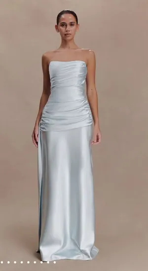 Meshki Sarah Strapless Maxi Dress With Waist Tie - Ice Blue thumbnail 1
