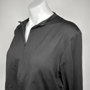 Women's Black Half Zip Long Sleeve Cropped Activewear Athletic Pullover Top XL thumbnail 4