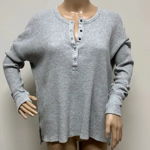 OFFLINE by Aerie Gray Waffle Knit Henley Long Sleeve Shirt S thumbnail 1