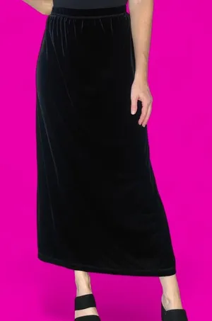 Vintage Carol Anderson Collection Black Velvet Midi Maxi Skirt thumbnail 1