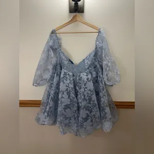 NWT Lulus Adorable Dreams Light Blue Off-the-Shoulder Mini Dress Size XL thumbnail 5