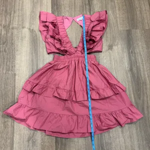 Runway Scout Womens Ruffled Cut Out Backless Rose Pink Mini Dress Size XS Cotton thumbnail 10