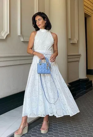 Zara maxi sun dress boho crochet belt lace halter flowy summer vacation thumbnail 11