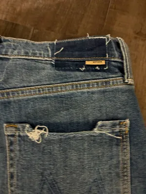 MOTHER The Study Hover High-Waisted Straight Jeans Peaches And Screams thumbnail 6