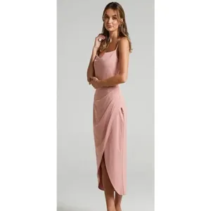 Showpo‎ Dazzling Lights Cowl Drape MIDI Dress Pink Peach Satin Size 6 US 0209 thumbnail 2