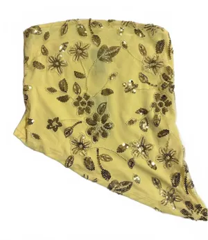 Yellow Sequin Floral Embroidered Strapless Asymmetric Top thumbnail 1