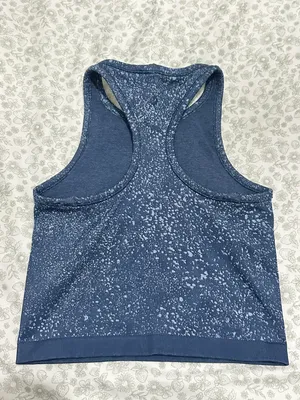 Ebb to Street Cropped Racerback Tank Top Distorted Noise Mineral Blue thumbnail 2