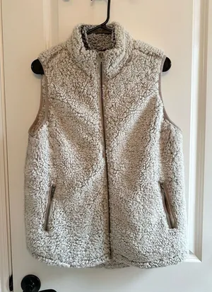 Sherpa Zip-Front Vest in ivory thumbnail 1