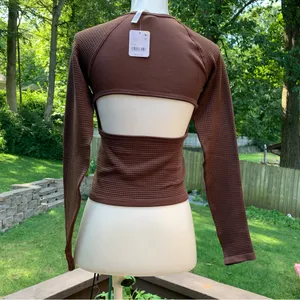 NWT Free People Movement Bail Out Long Sleeve Layer Crop Top Cocoa Brown XS/S thumbnail 5