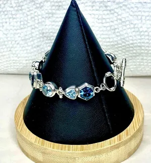 FACETED BLUE TOPAZ Sterling Silver Toggle Bracelet thumbnail 7