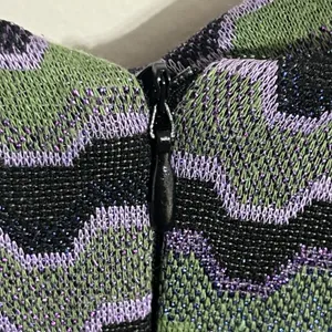 Zara Women's Purple Green Black Chevron Y2K‎ 90s Retro Lace Up Mini Dress Medium thumbnail 12