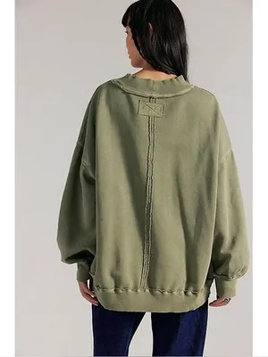 Free People Green Palm Springs Pullover oversized woman's size XS NWOT thumbnail 3