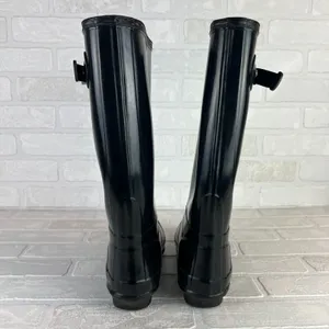 HUNTER Huntress Gloss Tall Rainboots Womens 8 Black Rubber Boots Wellington‎ 39 thumbnail 5