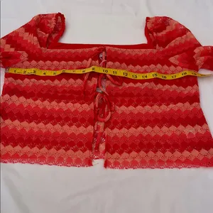 Chelsea & Violet Red and Pink Lace Tie-Front Cropped Top 2 pieces set thumbnail 5