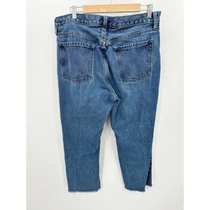 Old Navy Womens High‎ Rise Slouchy Straight Jeans 14 Blue Distressed Button Fly thumbnail 2